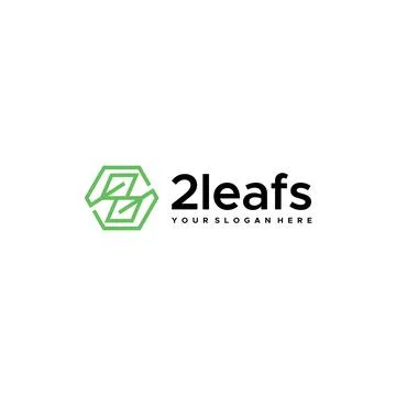 Minimalist 2leafs leaf hexagon plants logo design Stock Illustration