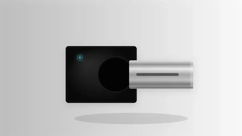 Minimalist 3D animation of a silver metallic cylinder sliding out of a blac.. Stock Footage 345694111