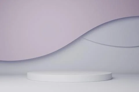Minimalist 3D background with white podium and muted terracotta wavy curves Stockillustratie