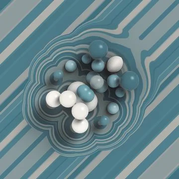 Minimalist 3D CGI Background with Gray Teal Stripes and Dotted Spheres Stock Illustration