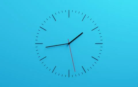 Minimalist 3D Clock Design on Simple Blue Background, Time Concept Stock Illustration