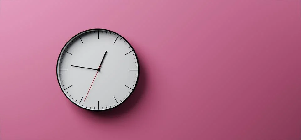 Minimalist 3D Clock Design on Simple Pink Background, Time Concept Stock Illustration