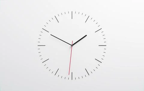 Minimalist 3D Clock Design on Simple White Background, Time Concept Stock Illustration