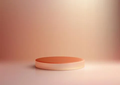 Minimalist 3D Copper Circular Podium on Soft Peach Gradient Background for .. Stock Illustration