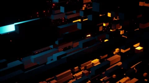 Minimalist 3D Cube and Rectangle Animation with Scaling and Orange-Blue Stock Footage 290957213