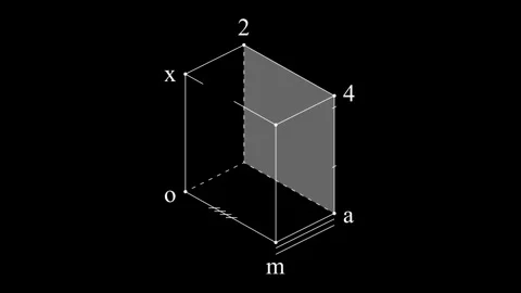 Minimalist 3D diagram of parallelepiped for geometry education Stock Footage 302476251