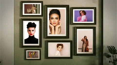 Minimalist 3D Gallery Wall Photo Slideshow After Effects stock