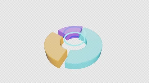 Minimalist 3D Glass Pie Chart Metrics Dial with frosted radial data seg 4K Alpha Видео 345961227