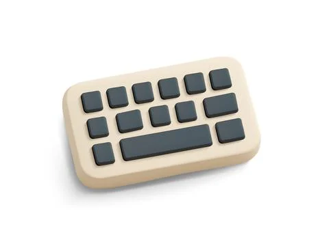 Minimalist 3D icon of Beige Computer Keyboard with Stylized Layout Illustrazione stock