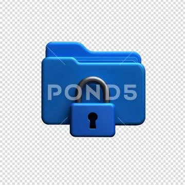 Minimalist 3d locked folder icon PSD Template