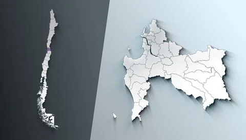 Minimalist 3D Map of Biobio Chile Region with Borders Stock Illustration