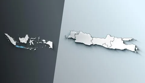 Minimalist 3D Map of Java Indonesia Region with Borders Illustrazione stock