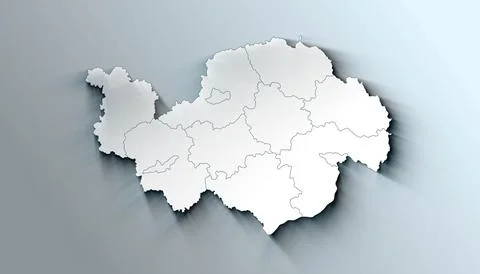 Minimalist 3D Map of Lower Bavaria Germany Administrative with District Borde Stock Illustration