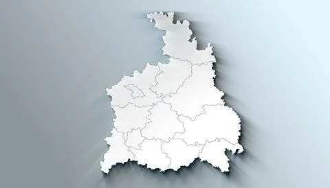 Minimalist 3D Map of Stuttgart Germany Administrative with District Borders Stock Illustration