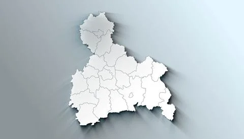 Minimalist 3D Map of Upper Bavaria Germany Administrative with District Borde Stock Illustration