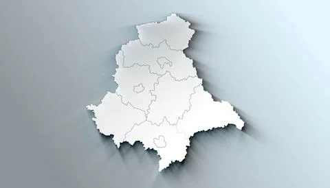 Minimalist 3D Map of Upper Palatinate Germany Administrative with District .. Stock Illustration