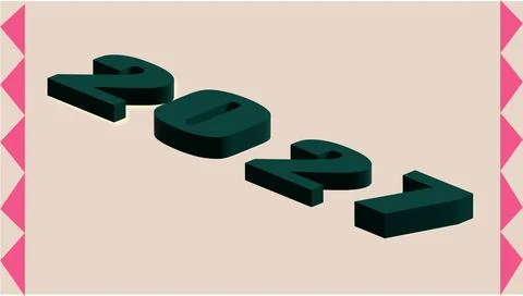 Minimalist 3d number sequence 2027 graphic illustration Stock Illustration