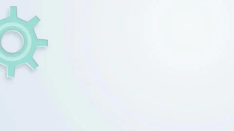 Minimalist 3D paper cut gear icons rotating seamless loop background Stock Footage 345601410