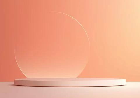 Minimalist 3d peach circle platform on gradient backdrop elegant product di.. Stock Illustration