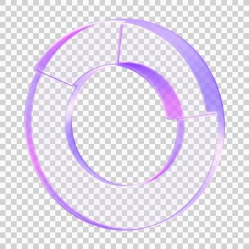 Minimalist 3D pie chart icon in purple glassmorphism style for data visuali.. Stock Illustration