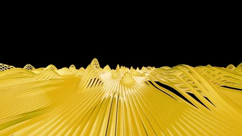 Minimalist 3D Render of Abstract Flowing Golden Cable Field Stock Footage 314170917
