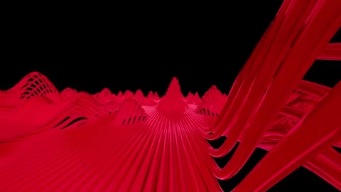 Minimalist 3D Render of Abstract Flowing Crimson Red Cable Field Stock Footage 314171245
