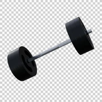 Minimalist 3D render of a black barbell with symmetrical weight plates. Stock Illustration
