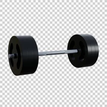 Minimalist 3D render of a black barbell with symmetrical weight plates. Stock Illustration