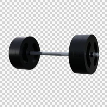 Minimalist 3D render of a black barbell with symmetrical weight plates. Stock Illustration