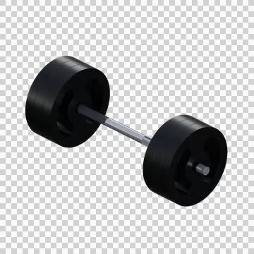 Minimalist 3D render of a black barbell with symmetrical weight plates. Stock Illustration