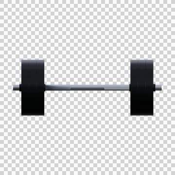 Minimalist 3D render of a black barbell with symmetrical weight plates. Illustration