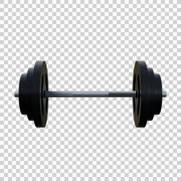 Minimalist 3D render of a black barbell with symmetrical weight plates. Illustration