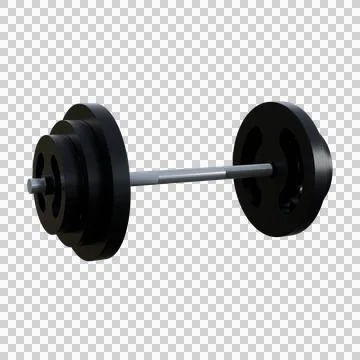 Minimalist 3D render of a black barbell with symmetrical weight plates. Stock Illustration