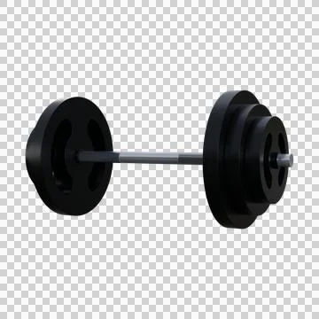 Minimalist 3D render of a black barbell with symmetrical weight plates. Stock Illustration