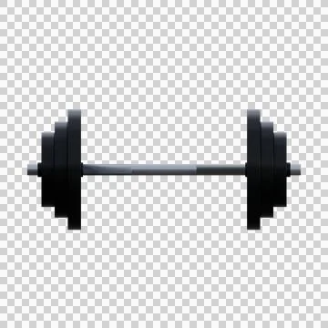Minimalist 3D render of a black barbell with symmetrical weight plates. Stock Illustration
