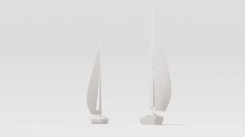 Minimalist 3D Render of Two Sailboats on Solid Background Stock Footage 330920358