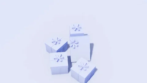 Minimalist 3D Rendered Gift Boxes on Soft Pastel Background Stock Footage 330919458