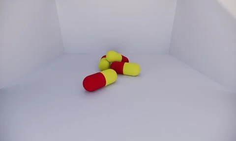 Minimalist 3D Rendered Red and Yellow Pills 스톡 일러스트