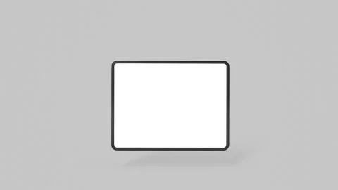 Minimalist 3D rendering of digital tablet with blank screen on a light gray Stock Photos