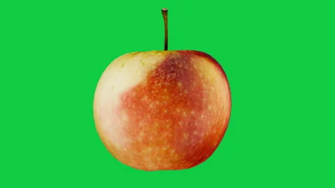 Minimalist 3D Rotating Single Red Apple Element on Chroma Key Background Stock Footage 339818413
