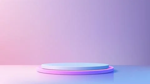 Minimalist 3D Scene with Circular Platforms in Soft Pink and Blue Hues for .. Stock Illustration
