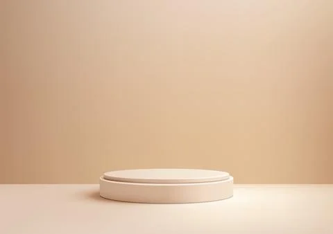 Minimalist 3D Scene Featuring Beige Circular Podium on a Matching Backgroun.. Stock Illustration