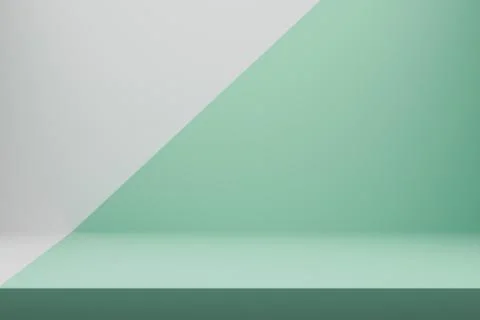 Minimalist 3D scene with two intersecting planes in white and mint green 스톡 일러스트