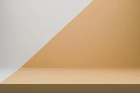 Minimalist 3D scene with two intersecting planes in white and peach beige Stock Illustration
