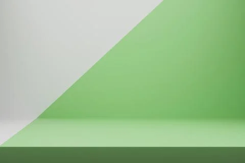 Minimalist 3D scene with two intersecting planes in white and green Stock Illustration