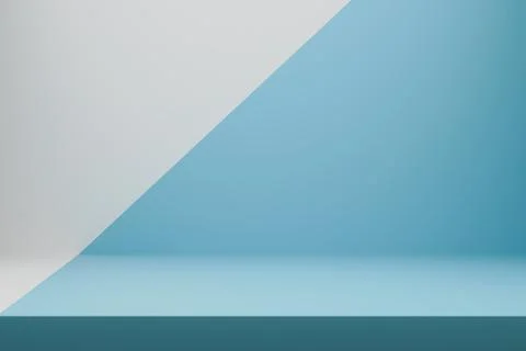 Minimalist 3D scene with two intersecting planes in white and cool blue teal Stock Illustration