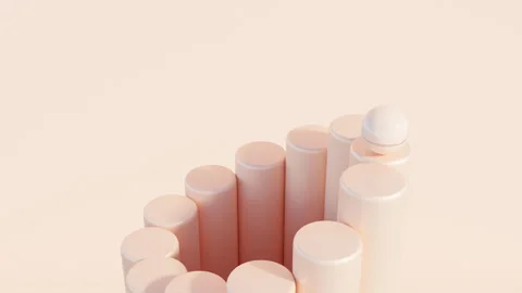 Minimalist 3D Visual with Reactive Pillars Adjusting Based on Sphere Movement Video stock 293473662