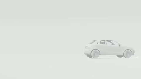 Minimalist 3D White Car Model Animation on Plain Background Stock Footage 331049424