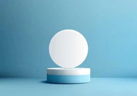 Minimalist 3D White Circular Platform with Blue Base for Modern Product Dis.. Stock Illustration
