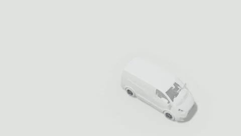 Minimalist 3D White Delivery Van Animation Stock Footage 331049495